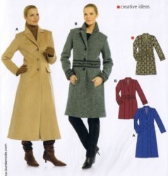 7855 BURDA LINED  LAPEL GREAT COAT LENGTHS PATTERN 6-18